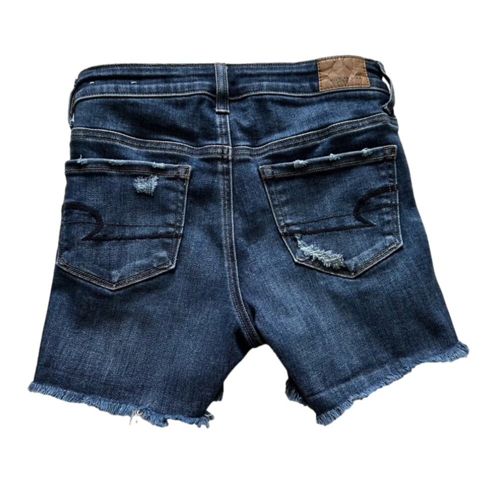 American Eagle Jean Next Level Stretch Hi Rise Shortie Shorts Distressed Size 0 - Picture 6 of 12
